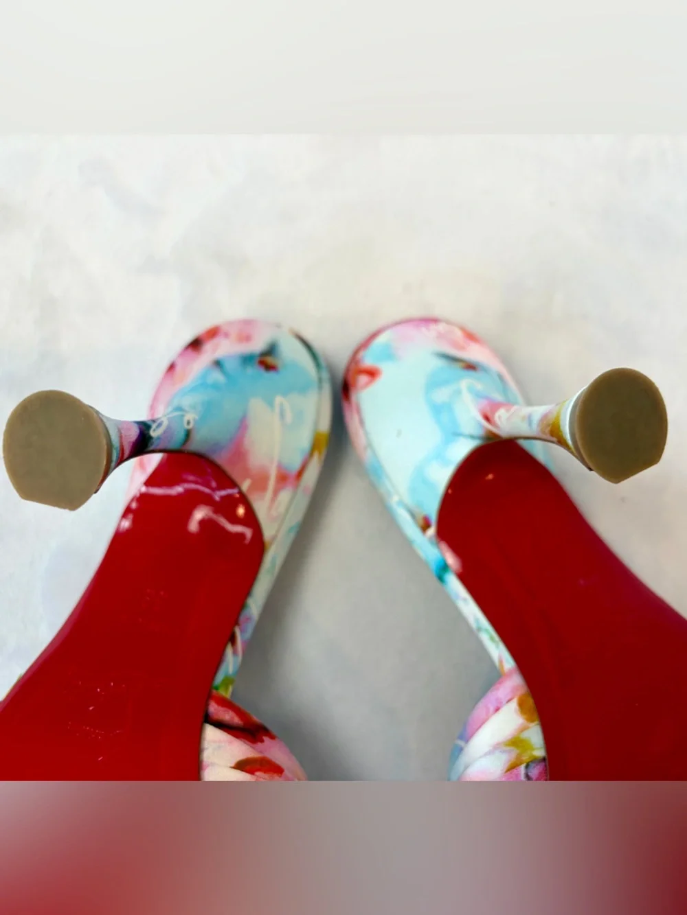 Christian Louboutin Satin Heeled Slides,“Nicol is back” print, multi, 36, EUC - Picture 13 of 15